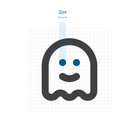 The eyes of the ghost icon, each a single path point drawn as a 2 pixel dot