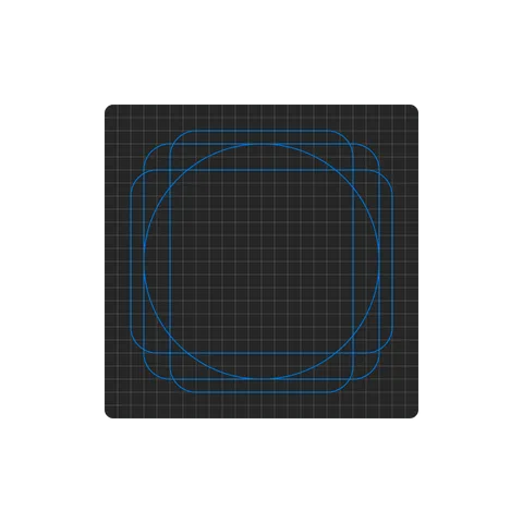 Keyline shapes on the 24×24 grid: a circle, a square, a wide rectangle and a tall rectangle