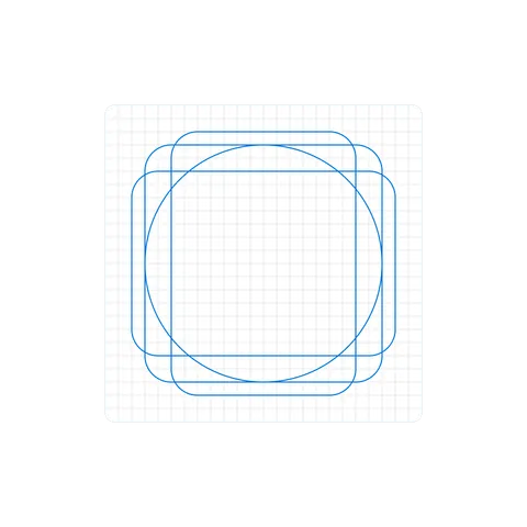Keyline shapes on the 24×24 grid: a circle, a square, a wide rectangle and a tall rectangle