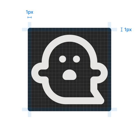 A 1 pixel padding around the icon inside the canvas