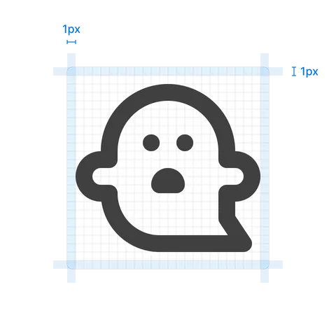 A 1 pixel padding around the icon inside the canvas