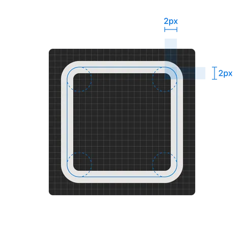 A rectangle with a 2 pixel corner radius
