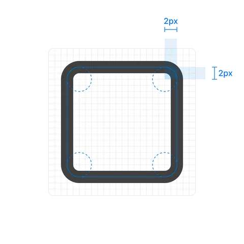 A rectangle with a 2 pixel corner radius